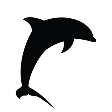 a black and white silhouette of a dolphin