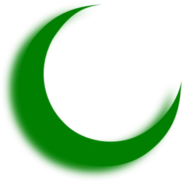 a green crescent with a white background