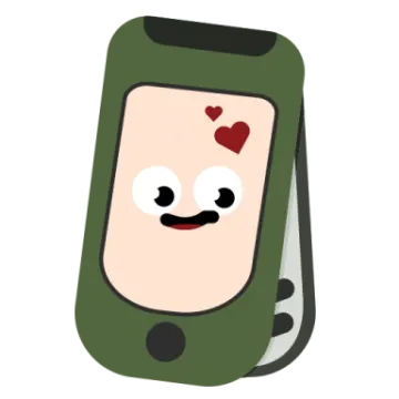 a green phone with a heart on it