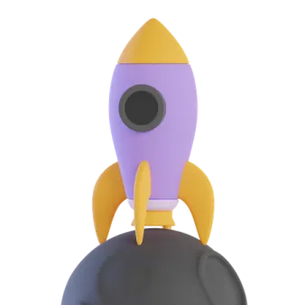 a toy rocket sitting on top of a ball