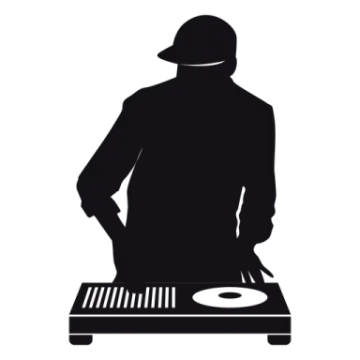 dj playing on turntable vector