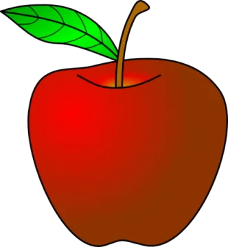 an apple with a leaf on it