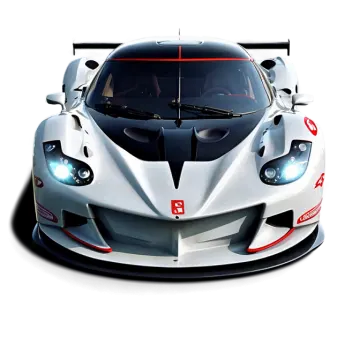 a white race car with red stripes on it