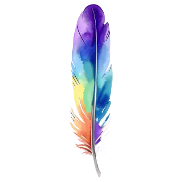 a colorful feather on a white background