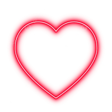 a red neon heart on a white background