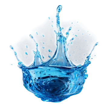 a blue water splash on a white background