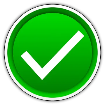 a green button with a check mark on it