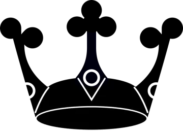 a black and white silhouette of a crown