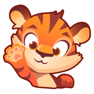 a cartoon tiger with big eyes