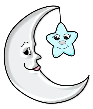 a cartoon moon with a smiling face