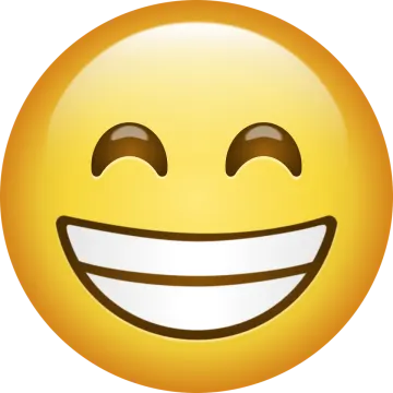 a smiley face with an open mouth