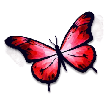 a red butterfly on a white background