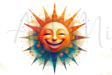 an illustration of the sun with a smiling face