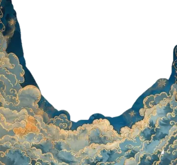a painting of clouds and stars in the sky