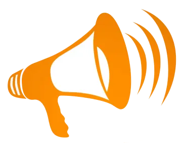 an orange megaphone with a white background