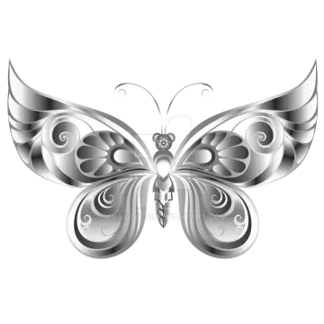 a silver butterfly on a white background