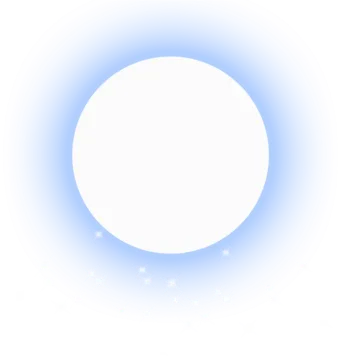 a white circle with blue highlights on it