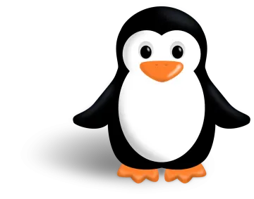 a black and white penguin with an orange beak