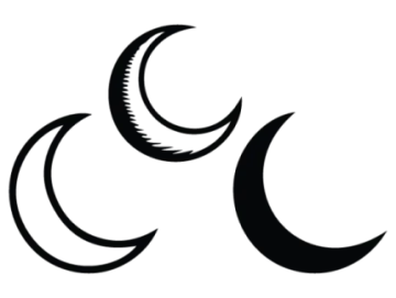 a black and white image of two crescents