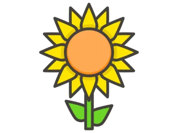 a yellow sunflower with green leaves
