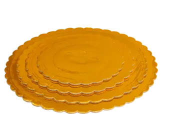 a stack of yellow plates on a white background