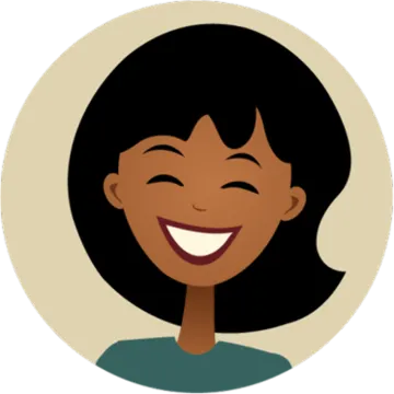 a woman with black hair smiling and wearing a green shirt
