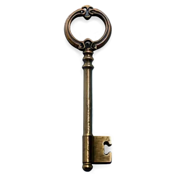an old key on a white background