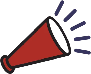 a red and blue megaphone icon