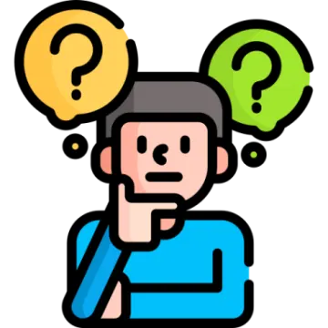 a man with question marks on his head