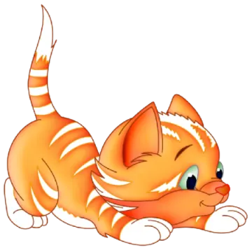 a cartoon cat laying down on the ground