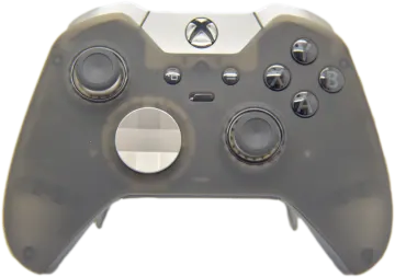 a close up of a black xbox controller