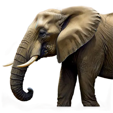 an elephant standing in front of a white background