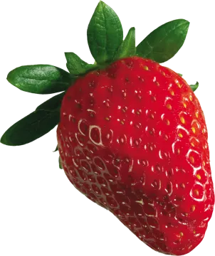 a close up of a strawberry on a white background