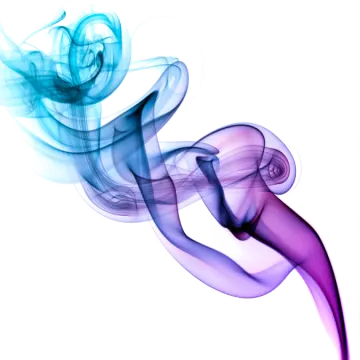 blue and purple smoke on a white background
