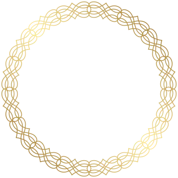 a gold circle frame on a white background