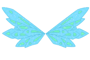 a blue butterfly with green wings