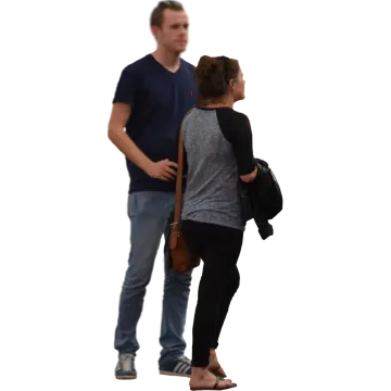 a man and woman are walking together