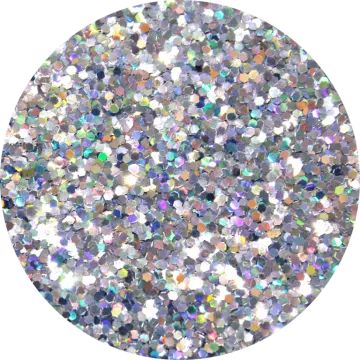 a circular image of silver glitter