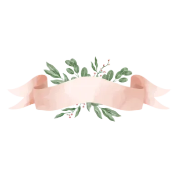 a pink banner with leaves and berries on it
