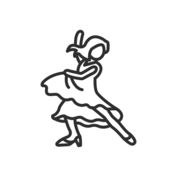 a black and white drawing of a woman dancing