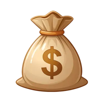 a bag of money on a white background