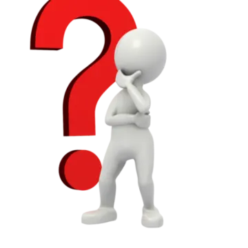a 3d character with a red question mark