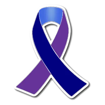 a purple and blue ribbon on a white background