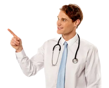 a man in a white shirt and tie pointing at something