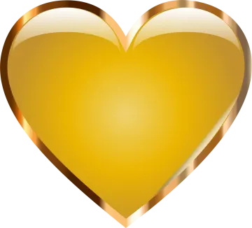 a gold heart with a white background