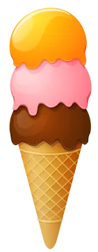 an ice cream cone with a pink and orange topping