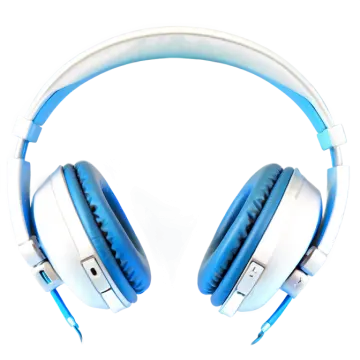 a pair of blue and white headphones