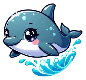 a cartoon dolphin swimming in the ocean
