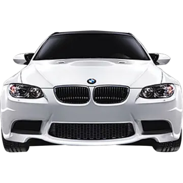 the front view of a white bmw car