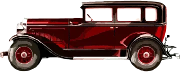 an old red car on a white background